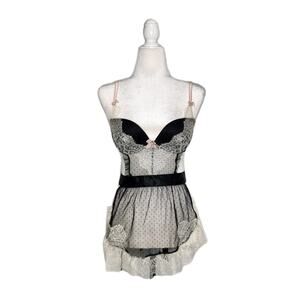 Victorias Secret Y2K Black & White French Maid Outfit Lingerie Size 34C